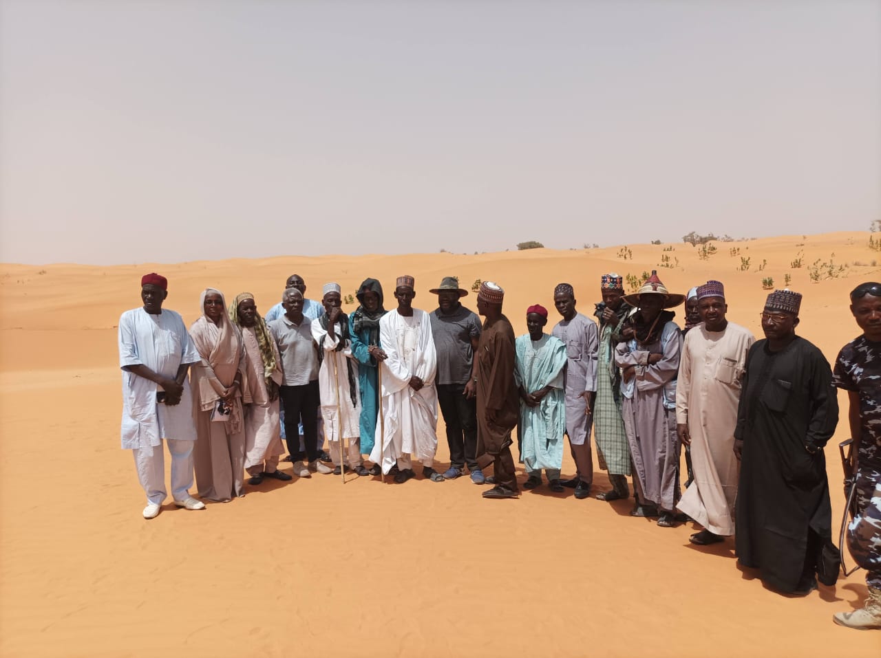 SPIU touring affected sites with the AfDB Tasks Team during the mission to Yusufari Local Government Area, Yobe State
