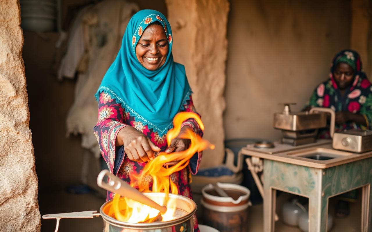 Women using clean cookstoves and agro-processing