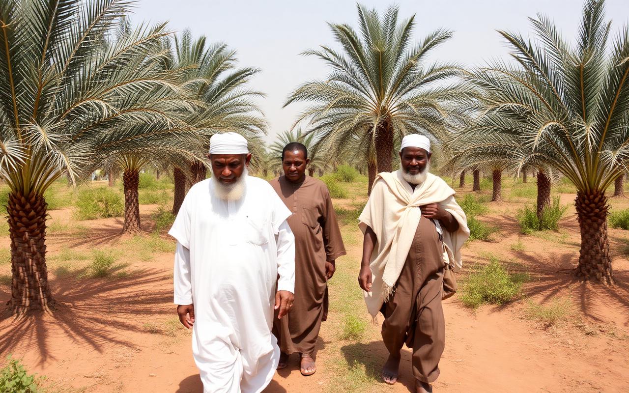 ECCAP officials walking through a rehabilitated oasis